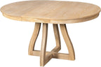 LUMISOL Extendable Round Dining Table for 4-6 People, Farmhouse Kitchen Table with 16” Middle Leaf and Curved Table Legs for Kitchen, Dining Room, Apartment, Natural Wood Wash