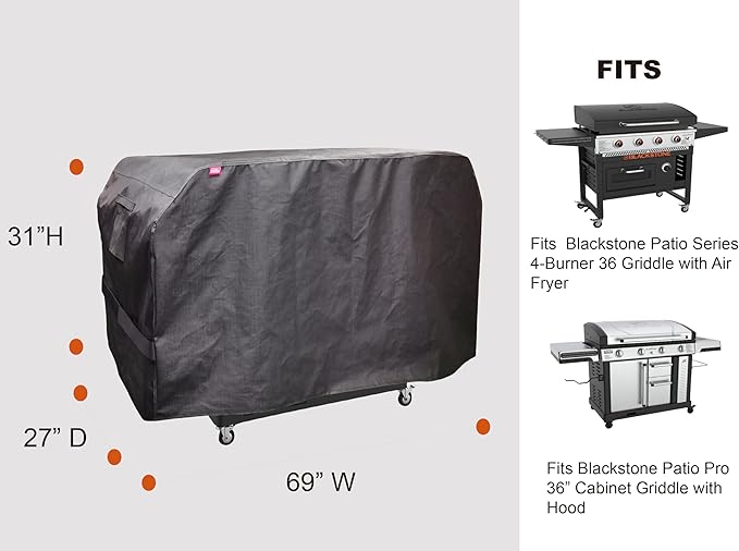 RPET Fabric Cover for Flat Griddle Cover, Black；Fit 36" griddles Similar Blackstone 5482