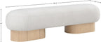 Meridian Furniture 22001Cream Robertson Collection Art Deco Bench with Luxurious Cream Boucle Fabric and Rich Natural Oak Finish, 60.5" W x 18" D x 16" H, Cream
