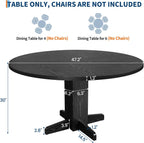 IDEALHOUSE Round Dining Table for 4-6 People, 47" Wood Kitchen Table with Sturdy Pedestal Base, Farmhouse Circle Dinner Tables for Dining Room, Living Room, Apartment, Black
