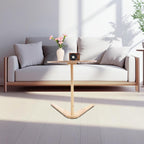 C Shaped End Table, Small Side Table, Wood Coffee Snack TV Tray Table with Metal Frame, Couch Side Table That Slides Under, Modern Sofa Tables with Round Tabletop for Sofa Couch Bed (Burlywood)
