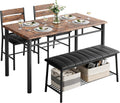 IRONCK Dining Table Set for 4, Kitchen Table and Chairs Set, Rustic Brown | Kitchen Table with Upholstered Bench and 2 Chairs for Small Space, Apartment