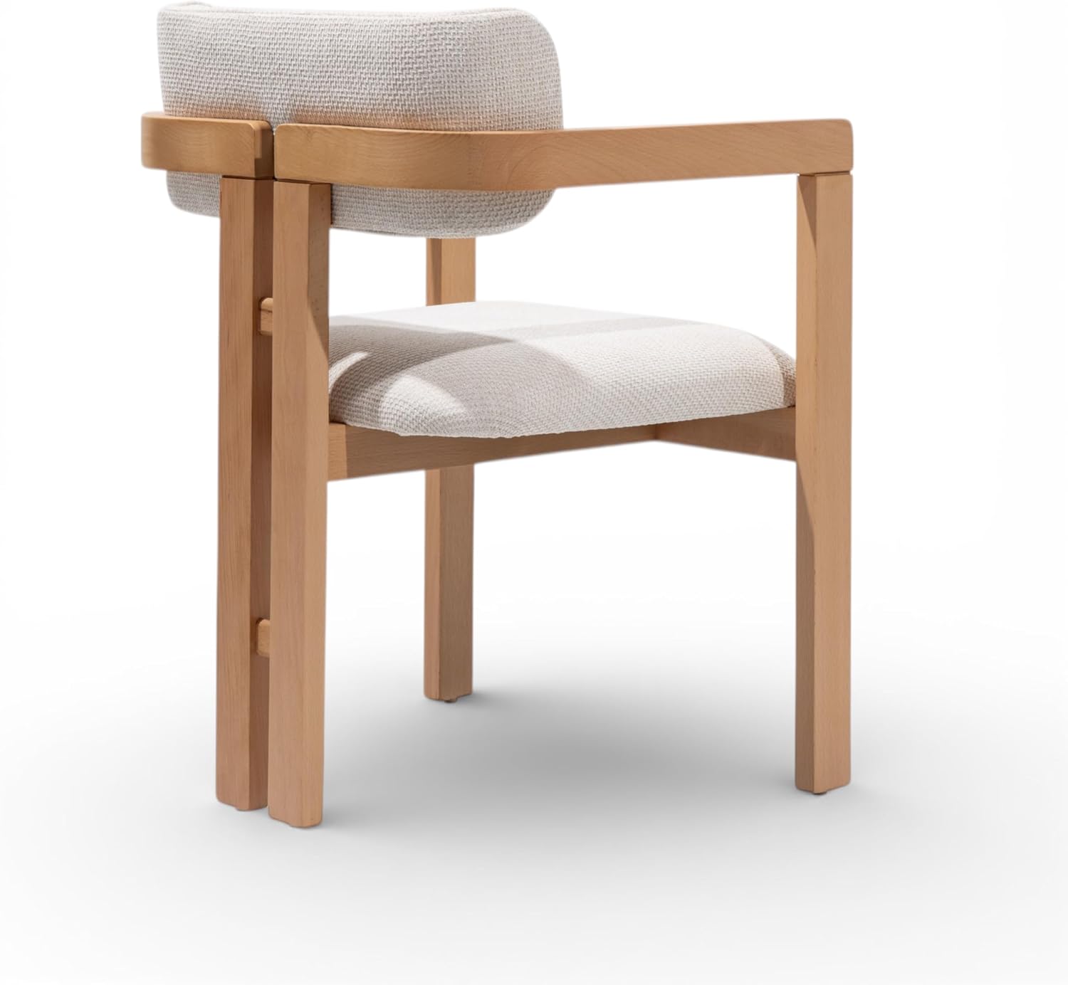 MELAGIO Mid-Century Modern Dining Chair – Upholstered Performance Fabric Seat, Solid Walnut Wood Frame, Fully Assembled Accent Chair for Dining Room, Kitchen or Living Space (Cream)