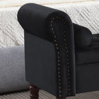 67" End of Bed Storage Bench King Size, Storage Bench for Bedroom, Velvet Bed Bench with Storage Upholstered Tufted Storage Ottoman Bench with Arms for Bedroom, Living Room, Entryway, Black