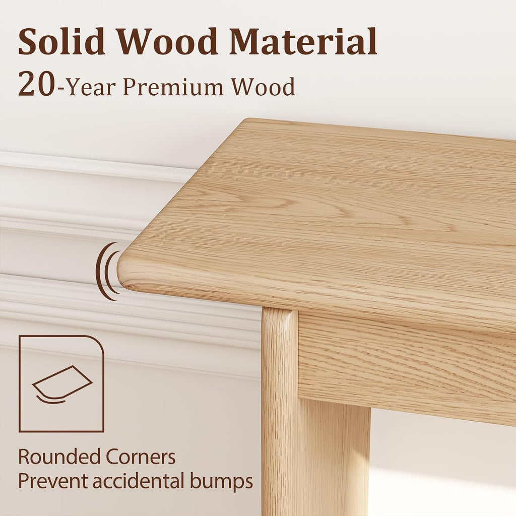 AQIMUELE Natural Console Table Thin Rubberwood Minimalist Mid-Century Style | Stable and Sturdy 11.8" D x 39.4" W x 31.5" H for Entryway/Sofa Back