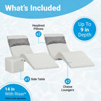 Aqua Outdoors Pool Lounge Chairs, 2 Chaises, Table, 9-in Water Depth | Pool Chairs For In Pool, Pool Chaise Lounge Chairs, 2 Headrest Pillows, Sun Shelf, Pool Lounger