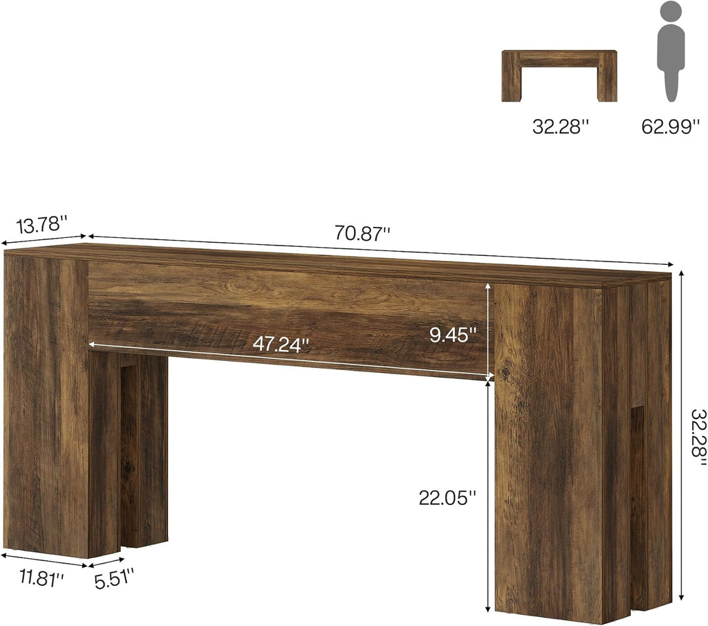 Tribesigns 71-Inch Long Console Table for Entryway, Farmhouse Sofa Console | Wood Entry Table, Console Table for Hallway, Foyer, 300 Lb Capacity, Sturdy and Stable, Easy Assembly, Rustic Brown