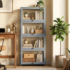 Magshion Display Cabinet, 4-Tier Curio Cabinet with Acrylic Doors | 55" Tall, 33Lbs per Shelf, Flip-up Door w/ Hidden Recess, for Collectibles, Living Room, Grey