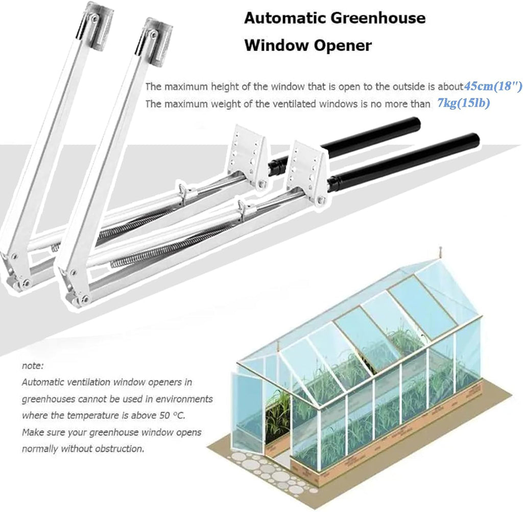 2X Auto Greenhouse Window Opener, Solar Heat Sensitive Auto Vent Opener, Roof Vent Opener Gardening Tools for Sunlight Room Automatic Greenhouse Accessories (Single Spring Up to 15 Lbs)