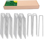 12 Inch Galvanized Garden Landscape Staples Stakes, 25 50 100 PCS Anti-Rust Garden Staples U-Shaped Landscape Pins for Secure Lawn Fabric (25, 12 Inch)