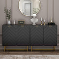 Modern Sideboard Buffet with Storage, Set of 2 Modular Cabinets, Black