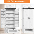 kepptory 55" Pantry Storage Cabinet with Adjustable Shelvesand Drawer, Buffet Cupboard for Kitchen