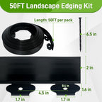 2 Inch x 50FT Landscape Edging Border with 45 Anchoring Spikes, No Dig Garden Border Edging Kit, Plastic Lawn Edging Border for Landscaping Garden Flower Beds Lawn Yard Paver Pathway, Black