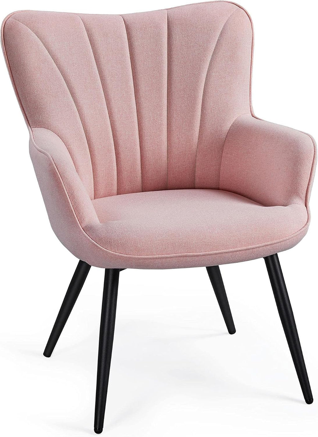 Yaheetech Accent Chair, Upholstered Armchair with Metal Legs, Pink | Linen Fabric Reading Chair, Modern and Elegant Side Chair for Living Room Bedroom Office Vanity Lounge Waiting Room