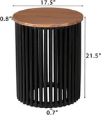 Acacia Wood Side Table,Handcrafted Industrial Accent Tables with Wooden Frame,Round Modern End Table for Living Room,Bedroom,Small Spaces,17.5" Natural+Black