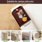 Bamboo Couch Arm Tray Table, Foldable Sofa Rest with Non-Slip Base Portable Armchair Cup Phone Holder for Drinks, Remote, Snacks Fits Most Recliners Couches, Easy-Clean Surface(Mahogany)