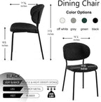 Homedot Modern Kitchen Dining Chairs Black Set of 4, Upholstered Boucle Round Bedroom Reception Side Chairs with Ergonomic Backrest for Apartment, Dining Room, Living Room, Dining Hall