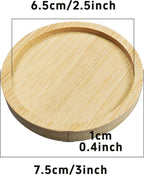 6Pcs 2.5” Bamboo Plant Saucer, Round Pot Tray for Indoor Planters, Succulent Holder Drainage Tray, Versatile Coaster Set for Home Office Decor