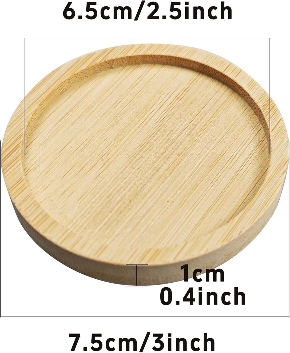 6Pcs 2.5” Bamboo Plant Saucer, Round Pot Tray for Indoor Planters, Succulent Holder Drainage Tray, Versatile Coaster Set for Home Office Decor