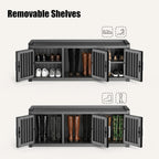 EFU Shoe Bench with Storage, Shoe Cabinet Indoor Outdoor with Adjustable Shelves, Waterproof Shoe Organizer with 3 Doors for Entryway, Bedroom, Living Room (Black)
