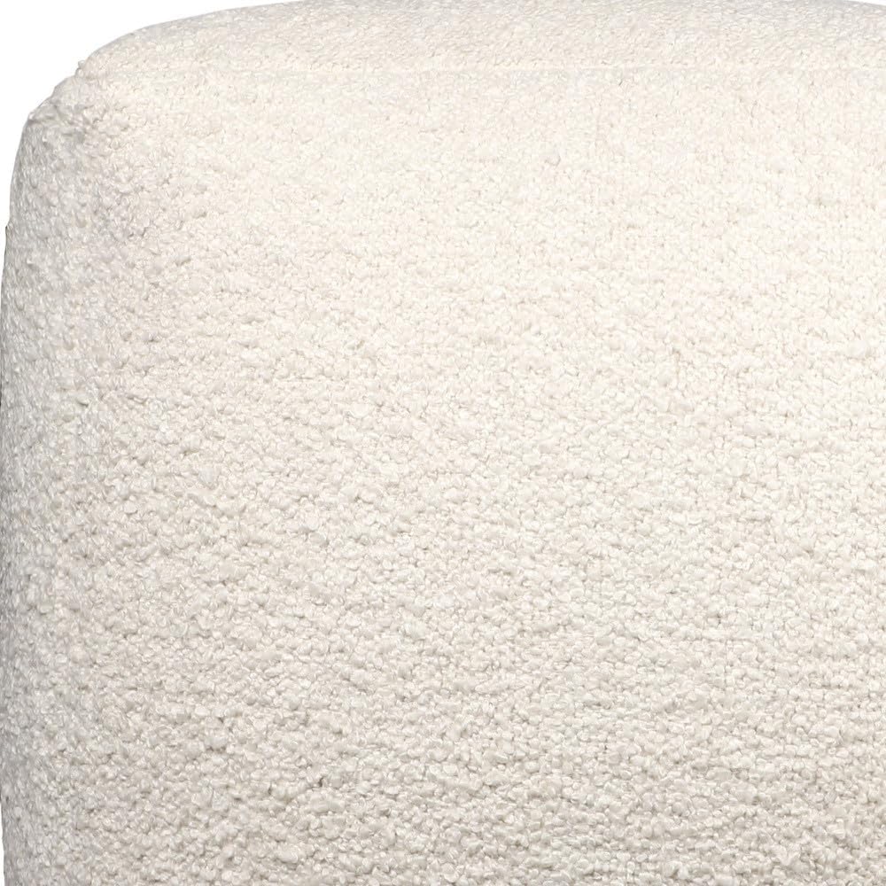 HomeRoots 18" Ivory Polyester Cube Outdoor Pouf Ottoman