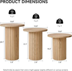 Round Nesting Coffee Table Set of 3 Mid Century Modern Wood Round Coffee Tables with Flexible Small Boho Circle End Table for Space Saving Living Room Comedor Home Office Bedroom(Natural)