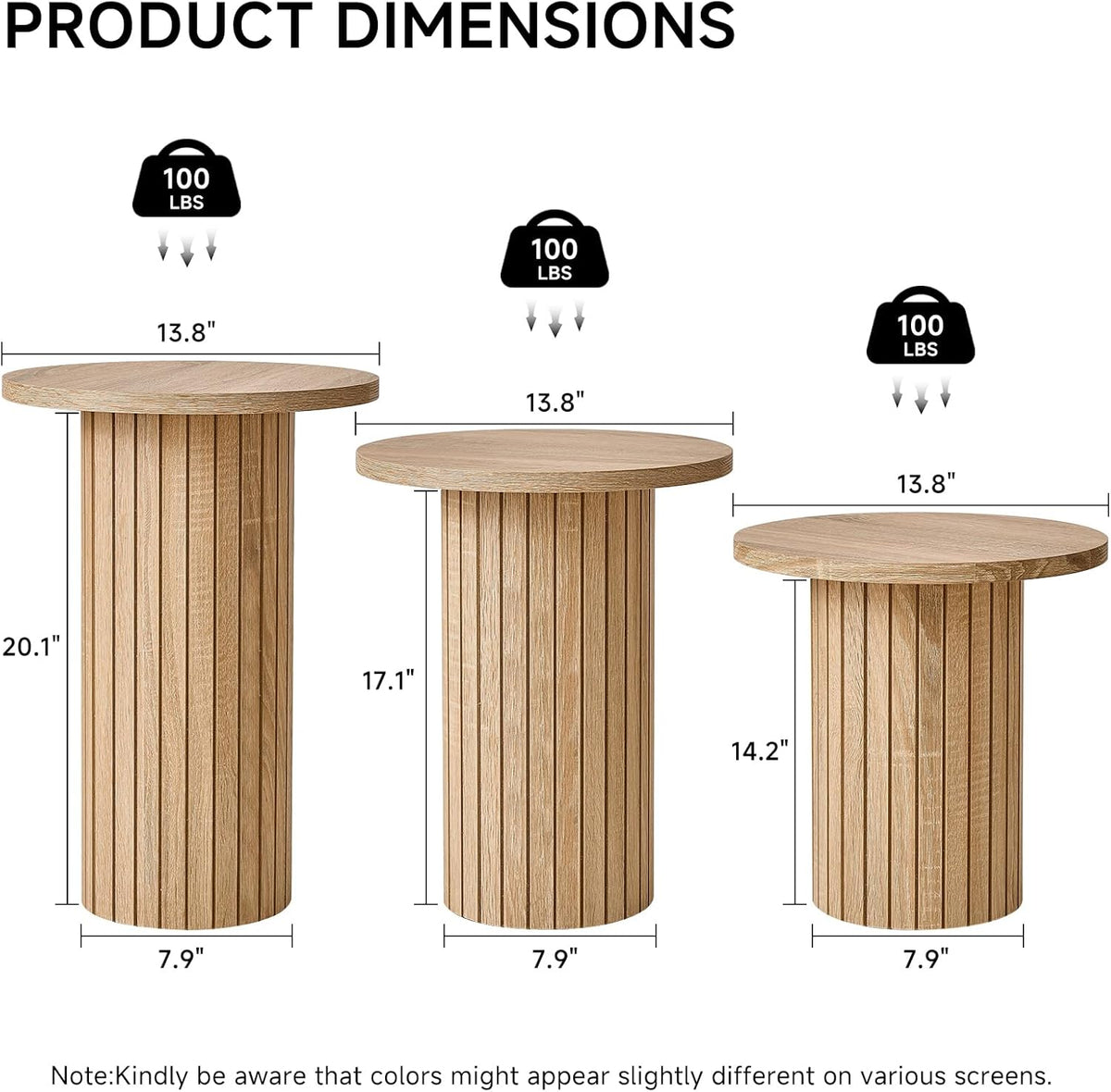 Round Nesting Coffee Table Set of 3 Mid Century Modern Wood Round Coffee Tables with Flexible Small Boho Circle End Table for Space Saving Living Room Comedor Home Office Bedroom(Natural)