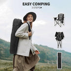 2 Pack Padded Oversized Camping Chairs for Adults,Heavy Duty Support 400 Lbs,Folding Portable Lawn Chair w/Cup Holder,Cooler Bag,Side Pocket,Perfect for Outdoor Picnic,Hiking(Black)