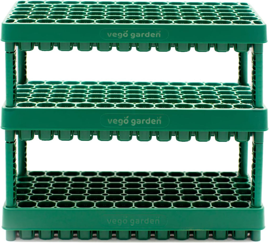 Vego garden 10" x 20" 76 Cells Seed Starter Tray Stackable Seedling Starting Germination Trays for Plants Planting Vegetables Herbs Flowers, 3 Sets