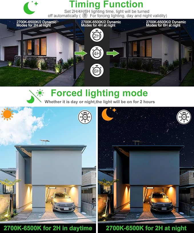 CLY 6 in 1 Solar Spotlights Landscape Outdoor Garden, Solar Spotlights IP66 Waterproof Landscape Lighting with Remote 18M Cable for Garden, Lawn, Patio, 2700K/4000K/6500K