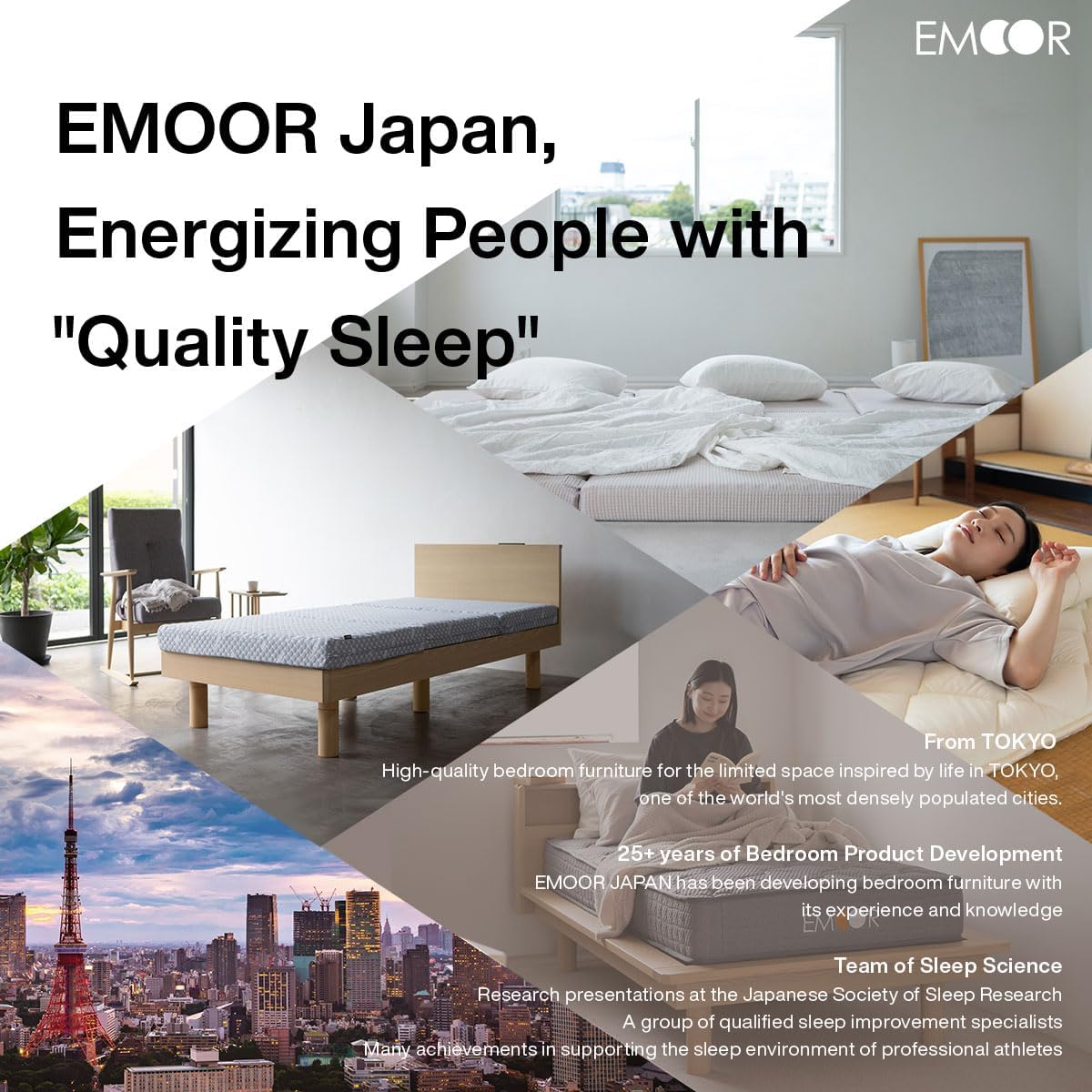 EMOOR Multifunctional Stool SHELT Transformable to Bed (Ivory), Foldable Collapsible High-Density Urethane Foam Temporary Guest Bed Bench