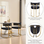Black Velvet Upholstered Dining Chairs Set of 4, Modern Barrel Dining Chair with Gold Legs, Kitchen Chairs Open Back Accent Chairs Arm Side Chair for Living Dining Room/Vanity
