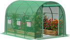 12×7×7 FT Greenhouses for Outdoors Heavy Duty, Large Walk in Green Houses for Outside with 6 Ventilated Mesh Windows & Roll-up Door & Reinforced Frame