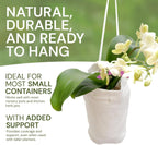 Cloth Hanging Plant Bag – Reusable Natural Hemp Fiber Flower Pot Holder for Indoor & Outdoor Use – Fits 3.5 Inch Pots – Strong Drawstring – Ideal for Vertical Gardens, Orchids & Herbs 1-Pack