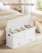 VASAGLE Storage Chest with 2 Fabric Drawers, 15.7 x 39.4 x 19.9 Inches | Storage Bench, Farmhouse Style, Cloud White, HAINS Collection ULSB043W01