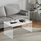 Modern Acrylic Table Clear, Rectangle Acrylic Side Table Furniture, Modern Tea Table 31.5 * 19.7 * 15.7in for Living Room, Office Reception and Bedroom(Clear)