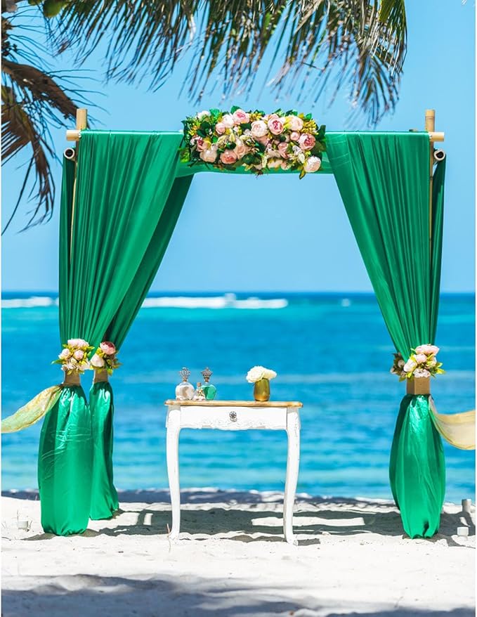2 Panels Deep Green Backdrop Curtain, 10 x 7 Feet Background Curtains for Parties, Weddings, Baby Showers, Bachelorette Halloween, Christmas Birthday Party Photoshoot Backdrop Curtains Decorations