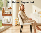 Upholstered Dining Chairs Set of 4, Chenille Fabric Modern Dining Room Chairs, Mid-Century Side Chairs, Kitchen Chairs for Living Room, Restaurant, Cafe, Comedor, Beige