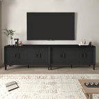 Large Buffet Sideboard Cabinet with Storage,60" Modern Cedenzas Buffet Table American Farmhouse Charm Cabinet with 4 Symmetrical Sunburst Doors for Living Room Hallway, Antique Black