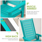 GREENVINES Outdoor Rocking Chairs | Set of 2 | Porch Rocker | HDPE Plastic | Aqua | Oversized Rockers | High Back | Big & Tall | Ladder Back | for Patio Outside Backyard Balcony Garden