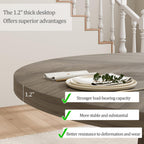 Garvee 47 Inch Round Dining Table for 4-6, Wood Kitchen Table with Cross Base and Adjustable Foot Pads, Dining Room Table with Circle Tabletop for Dining Room, Kitchen, Living Room, Brown