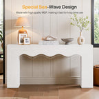 Tribesigns 63" Farmhouse Console Table with Wavy Edge | Wooden Couch Table Behind Sofa with Storage; Long Entryway Sofa Station; Narrow Hallway Stand for Entryway, Living Room