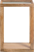 Kate and Laurel Keating Modern Rectangle Mango Wood End Table, 16 x 10 x 24, Clear Glass and Natural Wood, Decorative Contemporary Ribbed Glass Side Table for Bedroom Nightstand or Living Room Accent