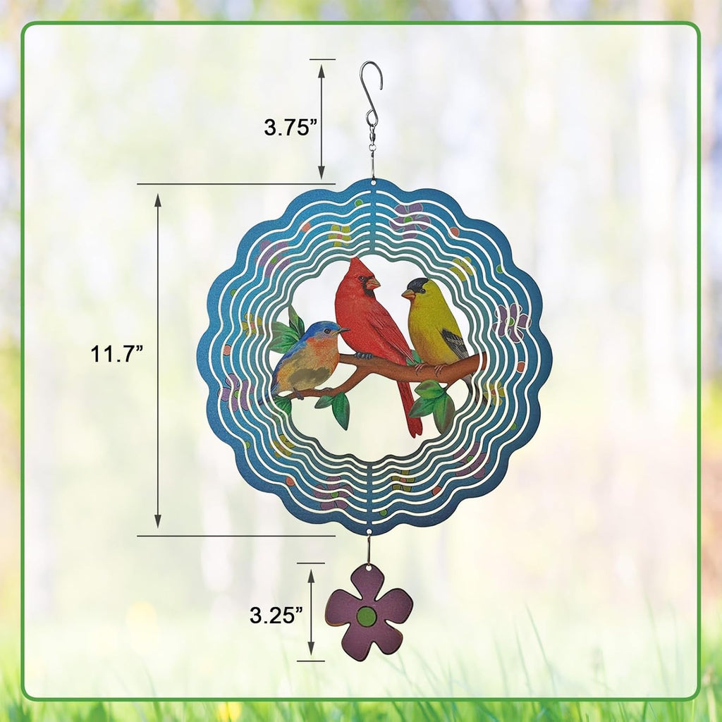 Birds Wind Spinner,Metal Wind Spinners for Outdoor,3D Double Sided Hanging Decor for Indoor,Outdoor,Unique Gifts for Women