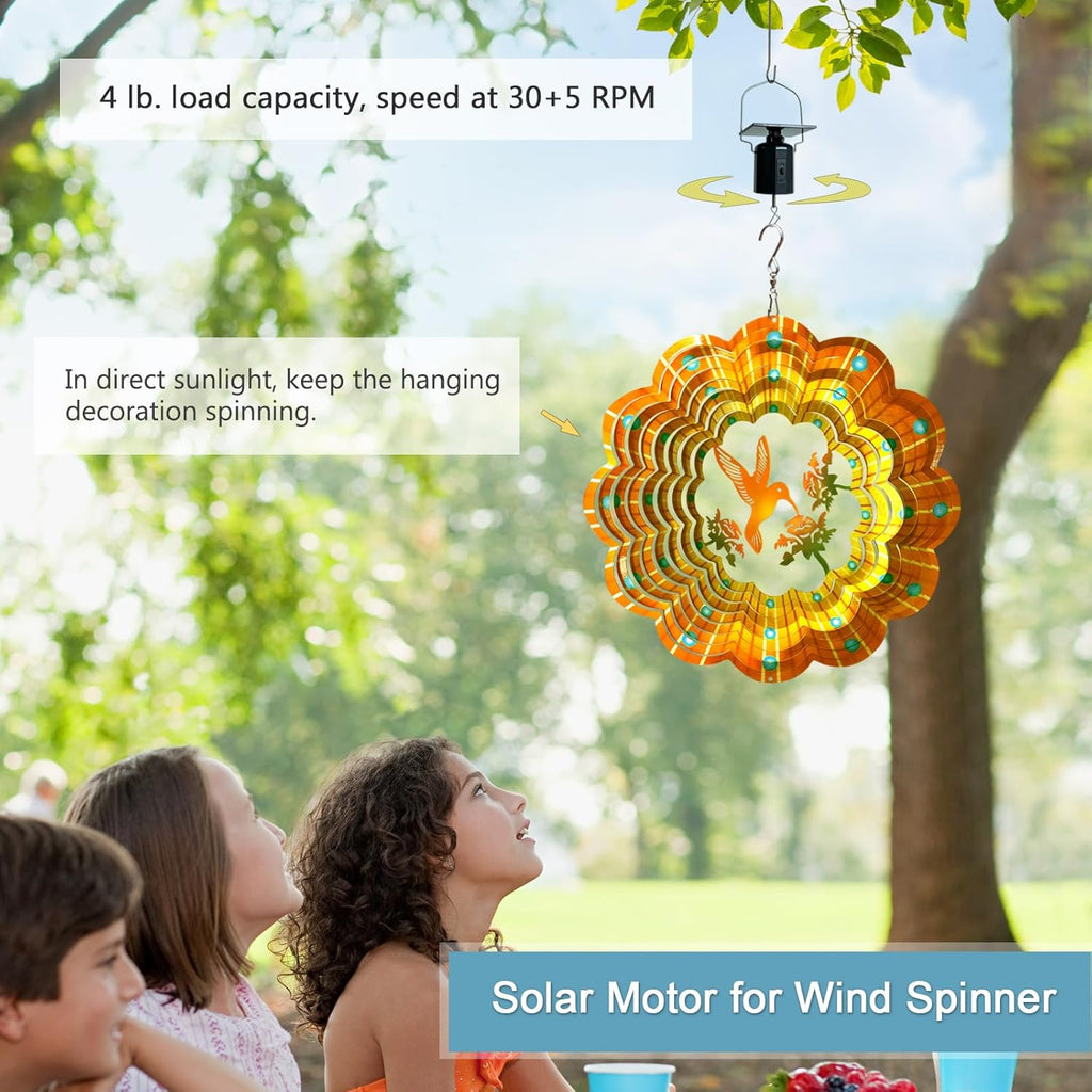 Goolyrusim Solar Powered Wind Spinners Motor, Rotating Solar Energy Operated Motor for Wind Spinner Chimes Sun Catchers, Hanging Display Garden Yard Patio Lawn Outdoor Decor Load Capacity of 4 lbs