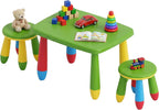 Relaxdays Children's Furniture Set, 1 Children's Table, 2 Stools, Wipe-Clean, Lightweight Plastic, Seating Corner for Children's Room, Colourful
