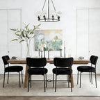 Black Boucle Dining Chairs Set of 6, Upholstered Dinner Chair with Metal Frame, Dining Room Chairs with Padded Seat, Round Modern Seating for Living Room