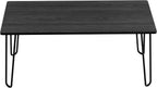 Lavish Home Small Space Coffee Table with Hairpin Legs – Minimalist Industrial Living Room Table with Woodgrain-Look Top and Steel Legs (Black)
