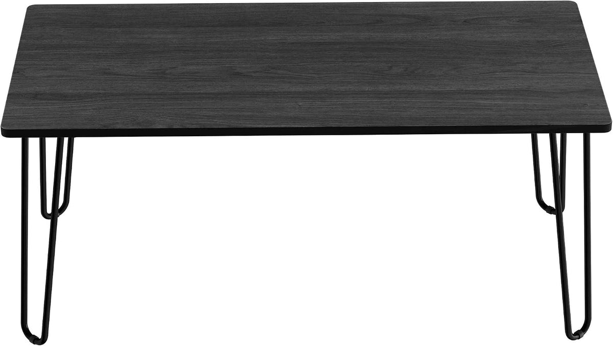 Lavish Home Small Space Coffee Table with Hairpin Legs – Minimalist Industrial Living Room Table with Woodgrain-Look Top and Steel Legs (Black)