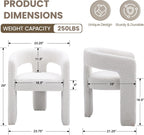 HNY Modern Barrel Kitchen & Dining Room Chair, Sherpa Upholstered Accent Chair with Arm, 18.5'' Wide Side Armchairs Vanity Chairs for Living Room Bedroom Makeup Small Spaces, White